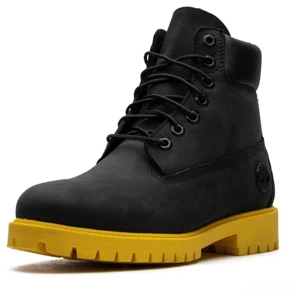 RARE‼️ NIB TIMBERLAND Heritage 6 See The Sole Waterproof Boot in Black/Yellow, 8 - Picture 1 of 9